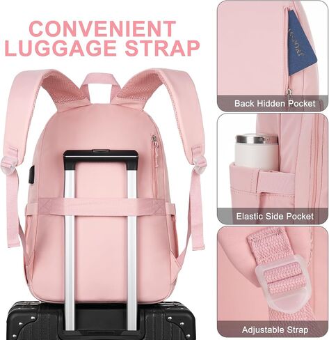Backpacks for Girls, 15.6 Inch School Bag Cute Waterproof Laptop Bookbag Large College Backpack for Teen Women Students Anti Theft Travel Daypack, Pink in Saudi Arabia