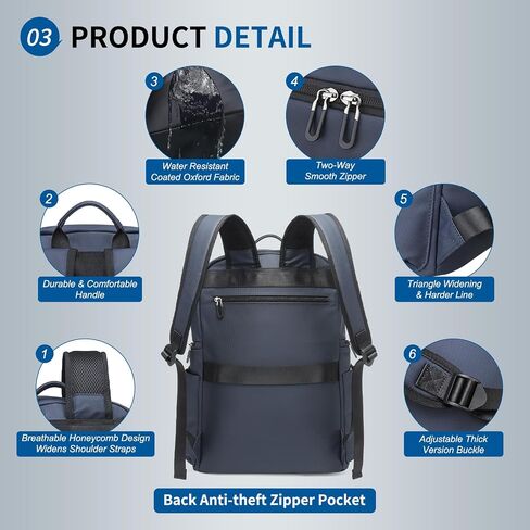 Laptop Backpack Airline Approved for Men Fit 16 Inch Oxford Carry on Luggage Weekender Daypack (Black) in Kuwait