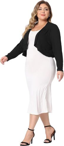 Agnes Orinda Plus Size Cardigan for Women Long Sleeve Open Front Elegant Cropped Shrugs Bolero Cardigans in Saudi Arabia