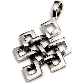 COSUMOSU Tibetan Endless knot “palbeu" 925 Sterling Silver Pendant with box