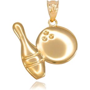 10k Yellow Gold Bowling Pin and Ball Sports Charm Pendant