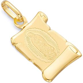 14k REAL Yellow Gold Religious Our Lady of Guadalupe Charm Pendant