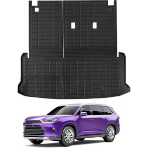 Cargo Mat with Backrest Mat for Toyota Grand Highlander 2024 2025 All Weather Grand Highlander Trunk Mat Cargo Liner for Toyota Grand Highlander Accessories 2024 2025 TPE Back Seat Cover