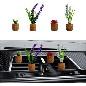 4PCS Plant Car Air Freshener Vent Clip, 3D Artificial Plant Air Freshener, Cute Mini Car Flower Vase Diffuser, Creative Plant Car Aromatherapy, Car Interior Decoration Accessories (Type 1)