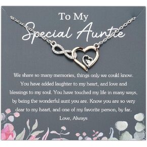 PLITI Aunt Gift From Niece Nephew Best Auntie Ever Gift To My Special Auntie Appreciation Infinity Heart Necklace