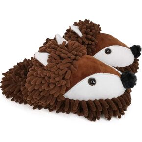 ofoot Womens & Childrens Cute Warm Fuzzy House Slippers Adult Furry Animal Shoes Non Slip Rubber Sole,Monkey Rabbit Koala Fox Owl Cat Lion Bunny Gorilla (Brown Monkey,US 11-13