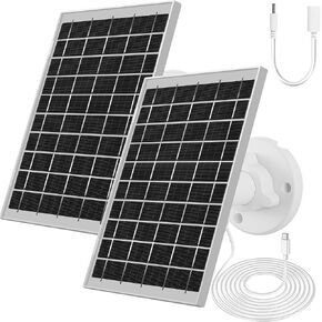 2 Pack Ring Camera Solar Panel, 7W Small Solar Panels Supply for Ring Stick Up Cam Battery, Ring Cam Plus/Pro, IP65 Waterproof Ring Solar Panel Charger Type-C and DC Port