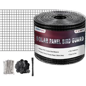 6inch x 50ft Solar Panel Bird Guard,Critter Guard for Solar Panels w/ 50pcs Stainless Steel Fasteners,Removable PVC Coated Guard Wire for Squirrel,Bird,Critters Proofing