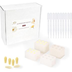 Reusable Suppository Molds Kit,2ML, Silicone Suppository Molds | Kit Includes 4 Suppository Mold Tray's, 10 Liquid Droppers