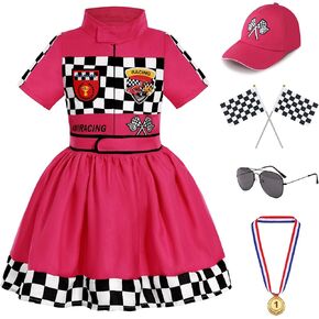 Girls Race Car Driver Costume Racing Suit Racer Dress Halloween Dress Up