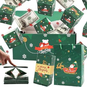 Christmas Surprise Box Explosion for Money,Creative Pop up Explosion Boxes,Cash Explosion Box,Money Pop Up Surprise Birthday Box For Christmas party supplies (Christmas- Red 12 Bouncing Boxes )
