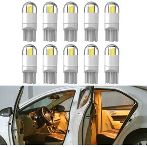 10PCS 194 LED Bulbs, LED Car Bulb Kit Set, 168 2825 T10 W5W 3030 Bright LED Chips, Error Free Car Bulbs, Replacement Bulbs for Dome Light, Map Light, Door Light, License Plate Light