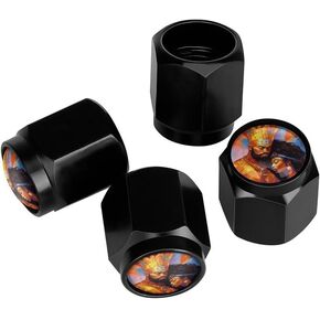 أغطية جذعية لصمامات إطارات أوراق الفطر السحرية، أغطية صمامات إطارات جذعية سوداء من الألومنيوم أغطية جذعية عالمية للسيارات وسيارات الدفع الرباعي والشاحنات والدراجات والدراجات النارية والدراجات (4 عبوات) in Kuwait