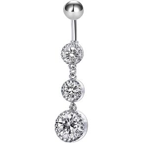 COCHARM Dangling Belly Button Rings Gold 14g Belly Piercing Dangly Navel Rings Silver Rose Gold Dangle Navel Piercing Jewelry