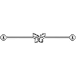 16G Butterfly Industrial Barbell Earrings for Women Girls 18K Gold Plated Cartilage Helix Earrings Industrial Piercing Barbell Body Piercing Jewelry
