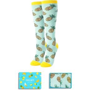 Zmart Funny Pineapple Gifts Hawaiian Gifts for Women - IVF Gifts for Teen Girls, Fertility Gifts, Novelty Pineapple Socks, Fruit Socks Knee