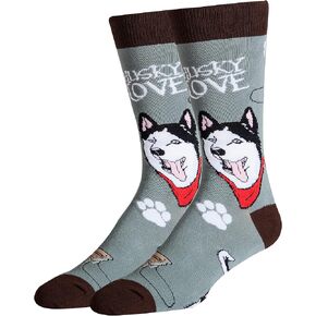 ooohyeah Men's Novelty Funny Crew Socks, Fun Animal Crazy Dress Socks Gifts for Dog Lover, Fits Men's Shoe Size 8-13