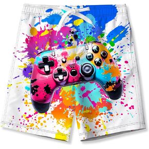 uideazone Big Boys Swimming Trunks Funny 3D All Over Print Blue Skull Bathing Suit Swimwear Stylish Shark Swimsuit Activities Shorts with Mesh Lining