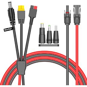 10FT 6 in 1 Solar to XT60 Anderson DC7909 DC6530 DC5525 DC5521 Extension Charge Cable 12AWG Solar Connector Adapter Kit (10FT)