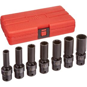SUNEX TOOLS 3656 3/8" Drive Fractional 6 Point Deep Universal Impact Socket Set - 7 Pc.