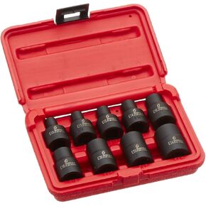 SUNEX TOOLS 2690SE 1/2-Inch Drive External Star Impact Socket Set, Standard, 6-Point, Cr-Mo, E10 - E24, 9-Piece