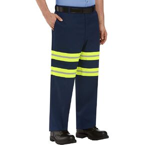 Men's Stain Resistant Enhanced Visibility Flat Front Work Pants