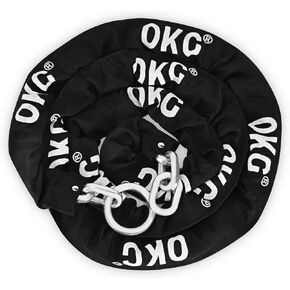 OKG Extra Long Security Chain - 10-Foot x 3/8" Thick Heavy Duty Chain, Eco-Zinc Plated - Uncuttable Chain for Outdoor & Indoor Use -Bike & Motorcycle Lock Chain - for Two or More 2 Wheeled Vehicles