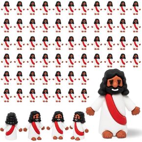 Mini Jesus Figures 50 Pcs-Tiny Jesus Bulk-Little Christ Figurines for Easter Egg Stuffers, Religious Party Favors and Gifts, Sunday School, Classroom Crafts, Baptism, Confirmation (Multicolor Jesus)