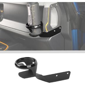 JWWY for Bronco Front Door Cup Holder Drink Holder on Driver's Right Side Beverage Rack for 2021-2024+ Ford Bronco Interior Accessories Alloy Black