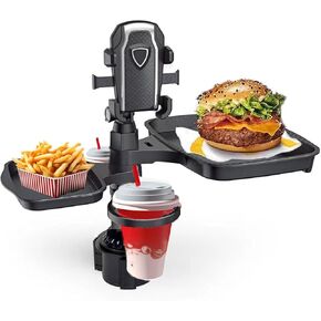 5-in-1 car Cup Holder Expander with Detachable car Cup Holder Tray, Phone Holder, Dual car Plate and car Cup holderwith Dual Cup Holder and Adjustable Base, Must-Have Gadgets for Road Trips and Cars