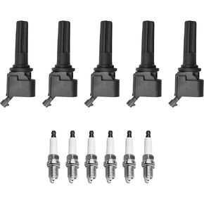 ENA Set of 5 Ignition Coil Pack and Iridium Spark Plug Compatible with Chevrolet Hummer Colorado Canyon H3 Rainier Trailblazer Ascender 9-7X 3.7L 4.2L Replacement For 12496547 12612369 UF497 5019