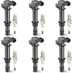 6PCS Ignition Coil Pack and 6PCS Iridium Spark Plug Compatible with Jeep Liberty Grand Cherokee Commander Dodge Nitro Ram Durango Dakota Raider 3.7L V6, Replaces UF270, Blue