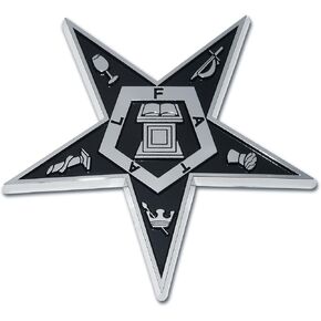 Elektroplate Officially Licensed Eastern Star OEM Chrome Emblem for Cars, Trucks, and All Auto | Universal Fit at 3" x 2.9" | Weatherproof