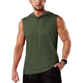 TACVASEN Men's Workout Hooded Tank Tops Sleeveless Gym Muscle Hoodies Sleeveless Lightweight Summer T Shirts