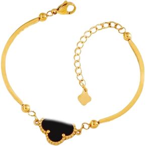 18K Gold Plated Clover Bracelet for Women14K Gold and Black/White/Red/Pink Bracelets Four-leaf Clover Link Bracelets Jewelry Lucky Gift (1 Four-leaf clover bangle)