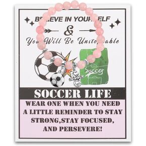 LQRI I Love Soccer Gift Soccer Charm Bead Bracelet Soccer Player Gift Soccer Coach Jewelry Football Lover Gift