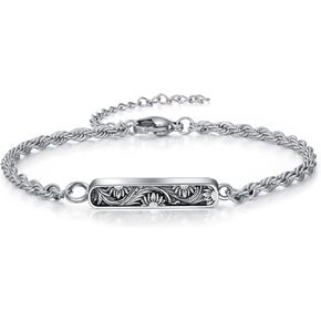 Urn Bracelet for Ashes 925 Sterling Silver Vintage Filigree Cremation Bracelet for Ashes Flower Memorial Bangle Bracelet Keepsake Jewelry for Women Men