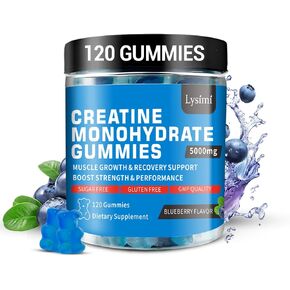 Creatine Monohydrate Gummies 5000mg for Men & Women, Creatine Monohydrate for Muscle Strength, Muscle Builder, Energy Boost, Pre-Workout Supplement, Blueberry Flavor, 120Count