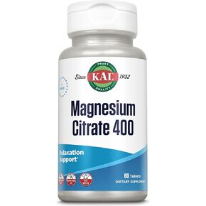 KAL Magnesium Citrate 400mg, Magnesium Supplement for Healthy Muscle Function, Relaxation, Nerve and Circulation Support, Rapid Disintegration ActivTabs, Vegan, Gluten Free, 30 Servings, 60 Tablets