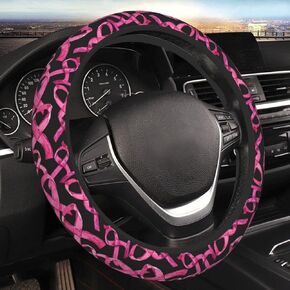 Pink Ribbons Breast Cancer Awareness 15 Inch Universal Steering Wheel Covers, Anti Slip Sweat Absorption Elasticity Car Accessories Steering Wheel Protector,Applicable to All Cars