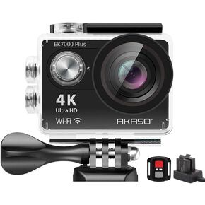 AKASO EK7000 4K30fps Action Camera with 64GB MicroSDXC U3 Memory Card Accessories Kit Bundle Ultra HD 131FT Waterproof Camera EIS WiFi Remote Control 4X Zoom Underwater Camera