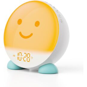 ANJANK Sunrise Alarm Clock Wake Up Light for Kids, Bedrooms, Teaching Bedtime Routines with Cute Sleep Trainer, Dual Alarms/8 Sounds/8 Night Light Colors/30-Level Dimmer, Toddler Room Decor C16