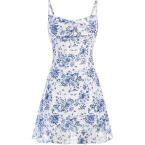 Milumia Girl's Flower Printed Cami Short Dress Boho Spaghetti Strap Sleeveless Sundress