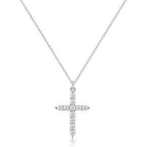 CHESKY Diamond Cross Necklace for Women- Dainty 14K Gold Plated/Silver Cubic Zirconia Cross Pendant Necklaces Simple Rotated Crown Cross Necklace Cute Necklaces for Women Trendy Jewelry Gifts