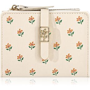 Molain Daisy Rfid Women Wallet, Small Slim Thin Credit Card Wallet, PU Leather Bifold Cash Wallet, Zipper Coin Pocket & ID Window, Female Ladies Teen Girls Girly Wallet(Black)