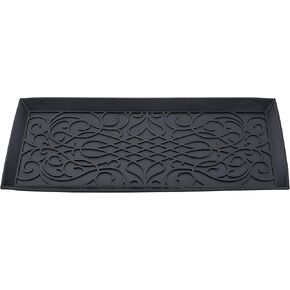 Superio Rubber Boot & Shoe Tray, 34 x 14 x 2 Rectangle, Heavy Duty, Protects Floors from Water and Dirt, Waterproof for All Weather Indoor Outdoor Use, Black (2)