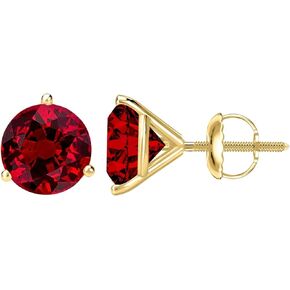 1/2-10 Carat Total Weight Ruby Stud Earrings 3 Prong Screw Back