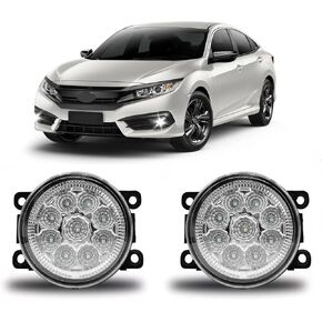 Pair Clear Fog Light Driving LED Fit 2016 2017 2018 2019 2020 2021 Honda Civic,6000K,Pack of 2