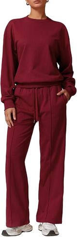 2 Piece Sets for Women Sweatsuit Oversized Pullover Long Sleeve Sweatshirt Jogger Pants Outfits with Pockets Tracksuit in Kuwait
