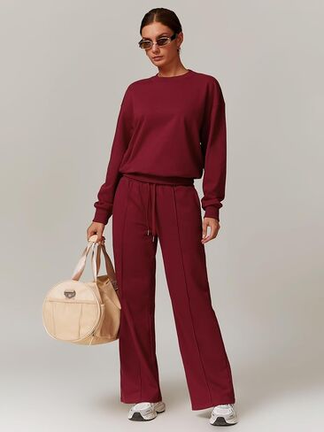 2 Piece Sets for Women Sweatsuit Oversized Pullover Long Sleeve Sweatshirt Jogger Pants Outfits with Pockets Tracksuit in Kuwait